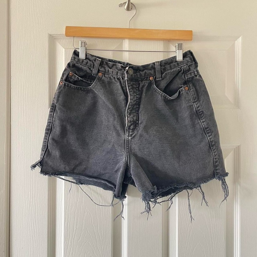 Vintage faded black denim cut off shorts